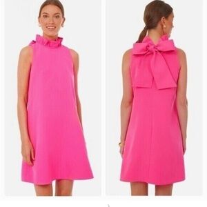 Pomander Place by Tuckernuck Hot Pink Blythe Dress Sleeveless Ruffle Bow XS NEW